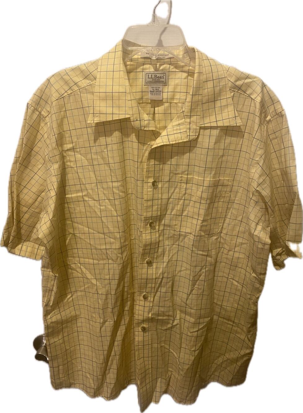 L.L. Bean Wrinkle-Resistant Plaid Dress Shirt Yellow Men's XL-REG